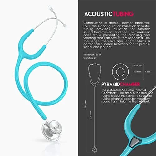 MDF Instruments Acoustica Lightweight Dual Head Stethoscope 31.2 x 0.8 inches | Trusted for Accurate Auscultation thumbnail 6