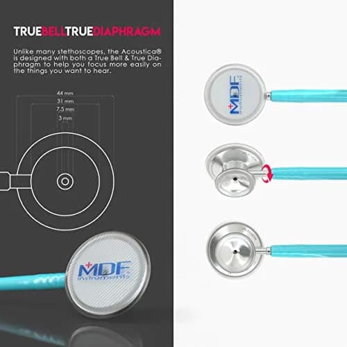 MDF Instruments Acoustica Lightweight Dual Head Stethoscope 31.2 x 0.8 inches | Trusted for Accurate Auscultation thumbnail 7