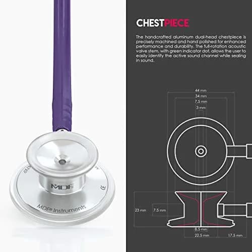 MDF Instruments Acoustica Lightweight Dual Head Stethoscope 31.2 x 0.8 inches | Accurate auscultation for doctors, nurses, students in India thumbnail 4