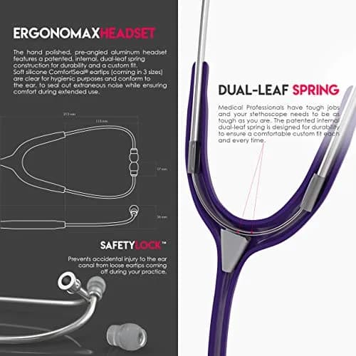 MDF Instruments Acoustica Lightweight Dual Head Stethoscope 31.2 x 0.8 inches | Accurate auscultation for doctors, nurses, students in India thumbnail 5