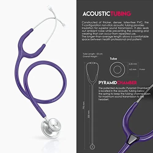 MDF Instruments Acoustica Lightweight Dual Head Stethoscope 31.2 x 0.8 inches | Accurate auscultation for doctors, nurses, students in India thumbnail 6
