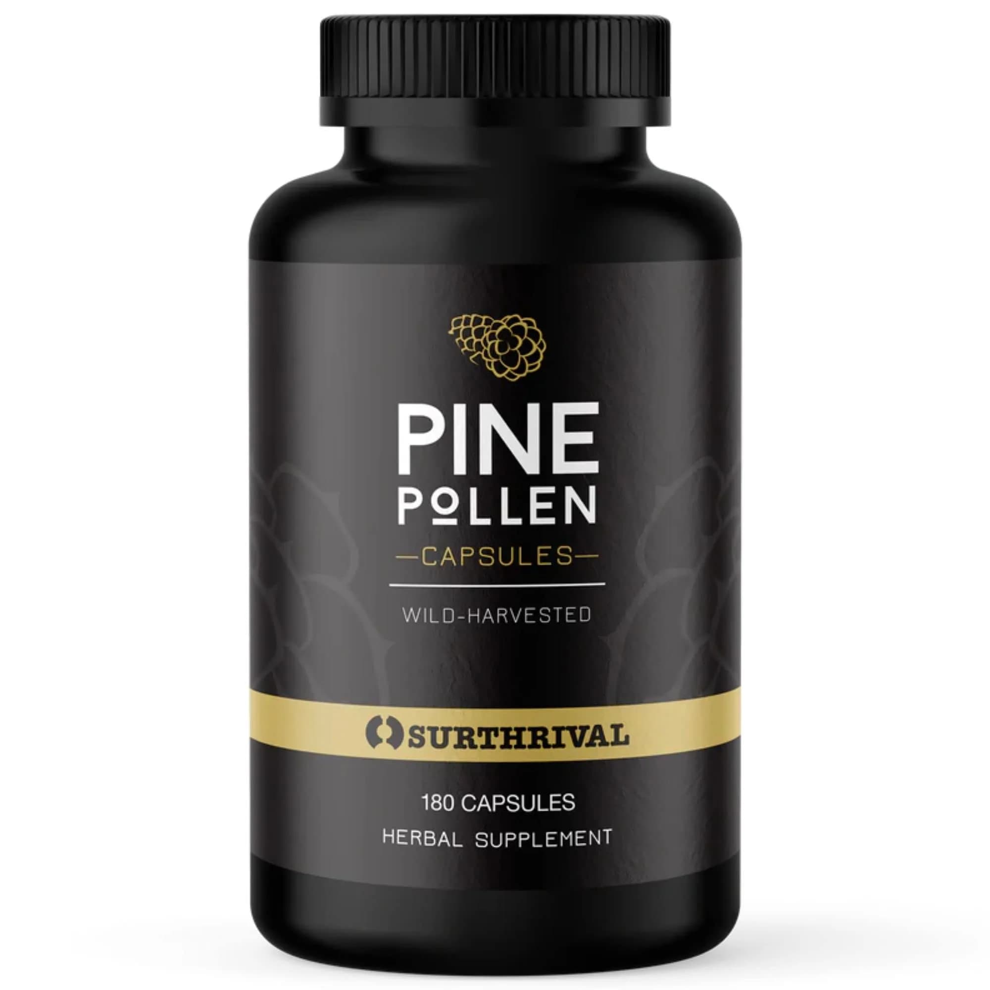 Surthrival Pine Pollen Powder Capsules 180 Count | Energy & Endurance Support — Capsules