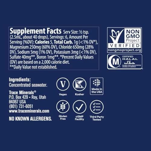 Trace Minerals ConcenTrace Mineral Drops, 15ml (0.5 Fl Oz) | 70+ Ionic Minerals for Energy & pH Balance thumbnail 3