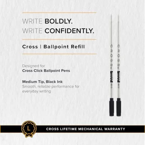 Cross Refill Pen, Black, Medium Point | Professional-Grade, 2-Pack thumbnail 6
