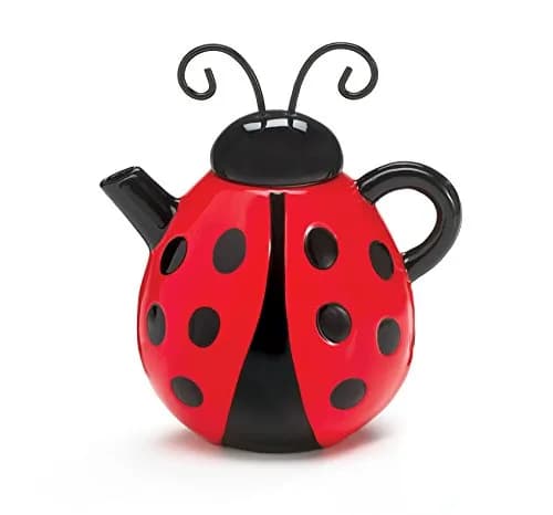 Burton Lucky Lady Teapot Ladybug Shape 562ml (19 oz) Red Ceramic | Hand-Painted Decorative Serveware thumbnail 1
