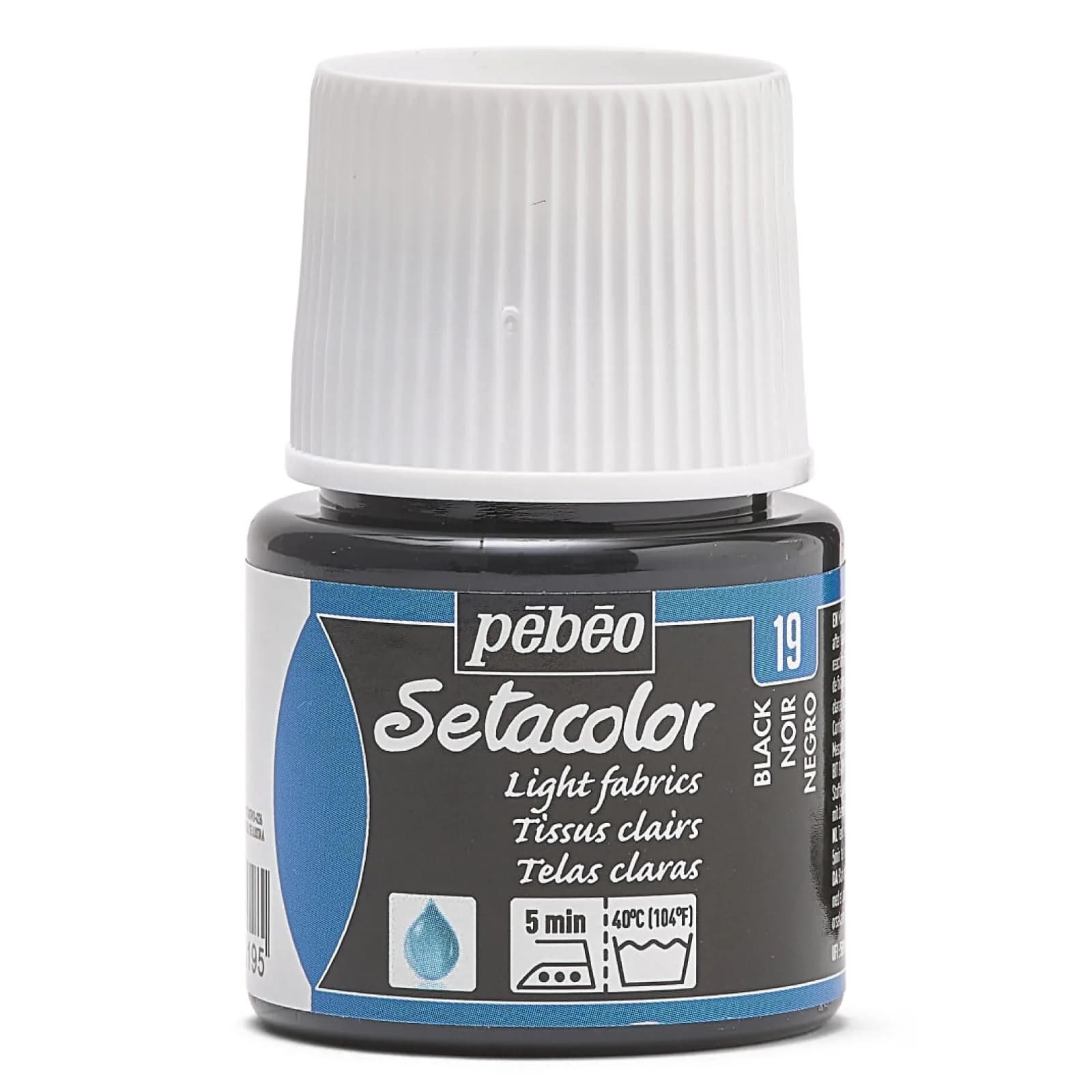 Pebeo Setacolor Light Fabrics Paint Black 45ml (1.52 Fl Oz) | ASTM D-4236 Certified Fabric Dye - main product image