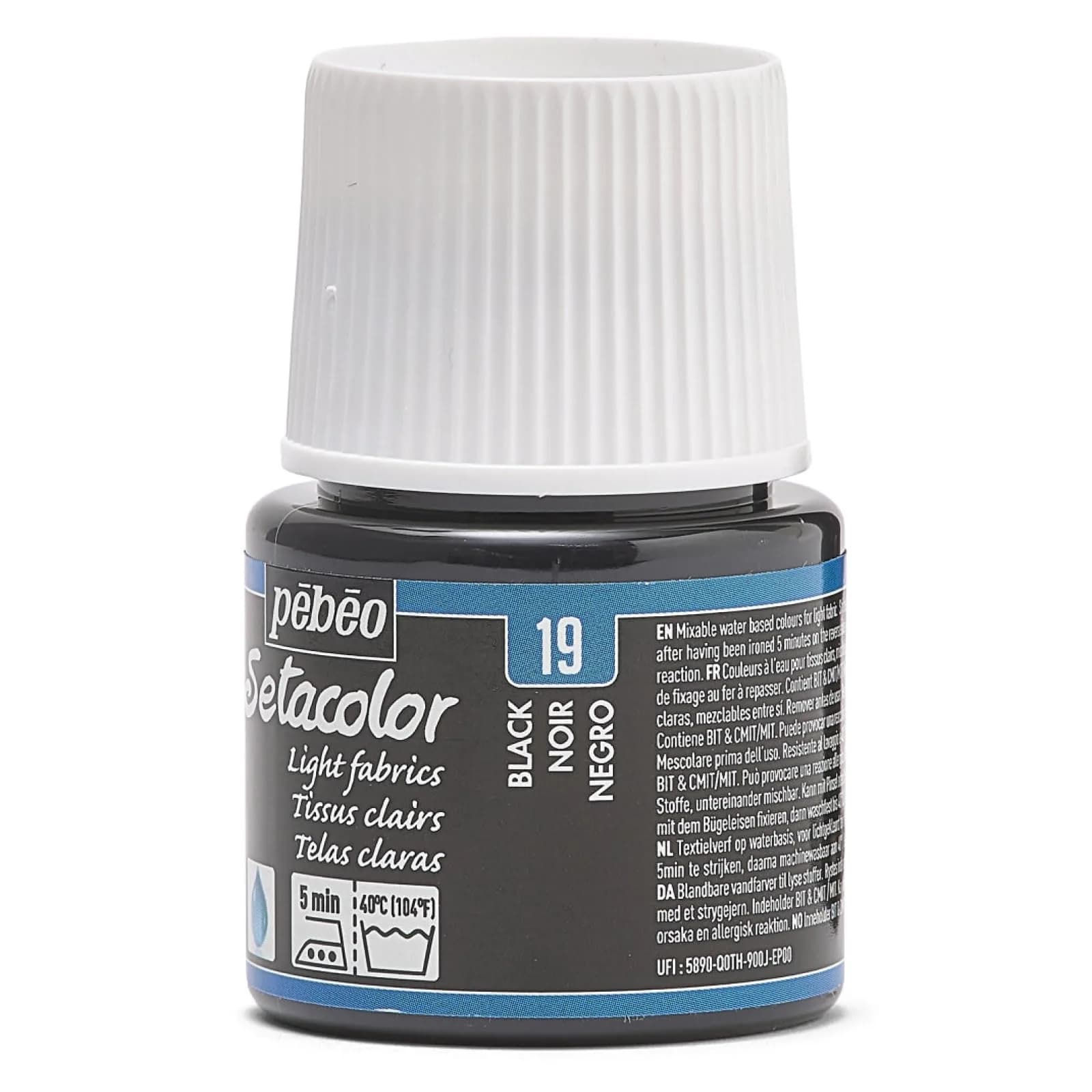 Pebeo Setacolor Light Fabrics Paint Black 45ml (1.52 Fl Oz) | ASTM D-4236 Certified Fabric Dye - view 5