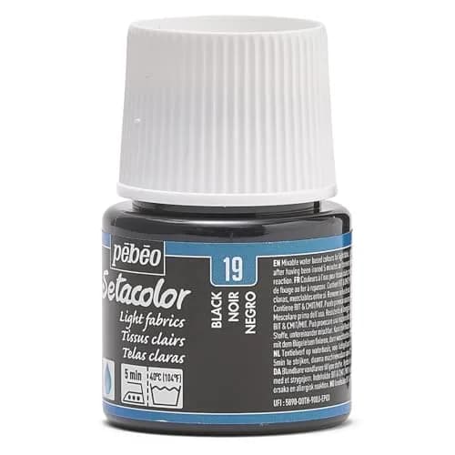 Pebeo Setacolor Light Fabrics Paint Black 45ml (1.52 Fl Oz) | ASTM D-4236 Certified Fabric Dye thumbnail 5