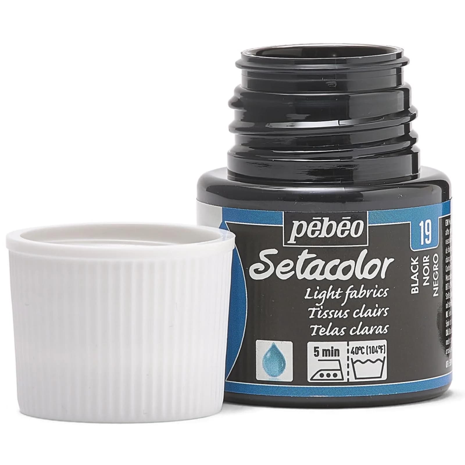 Pebeo Setacolor Light Fabrics Paint Black 45ml (1.52 Fl Oz) | ASTM D-4236 Certified Fabric Dye - view 3