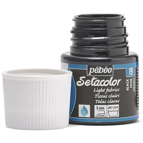 Pebeo Setacolor Light Fabrics Paint Black 45ml (1.52 Fl Oz) | ASTM D-4236 Certified Fabric Dye thumbnail 3