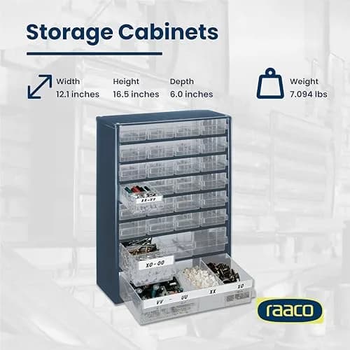 Raaco Steel Storage Cabinet, 28-Drawer | Heavy-Duty Metal Organizer for Workshop & Garage thumbnail 4