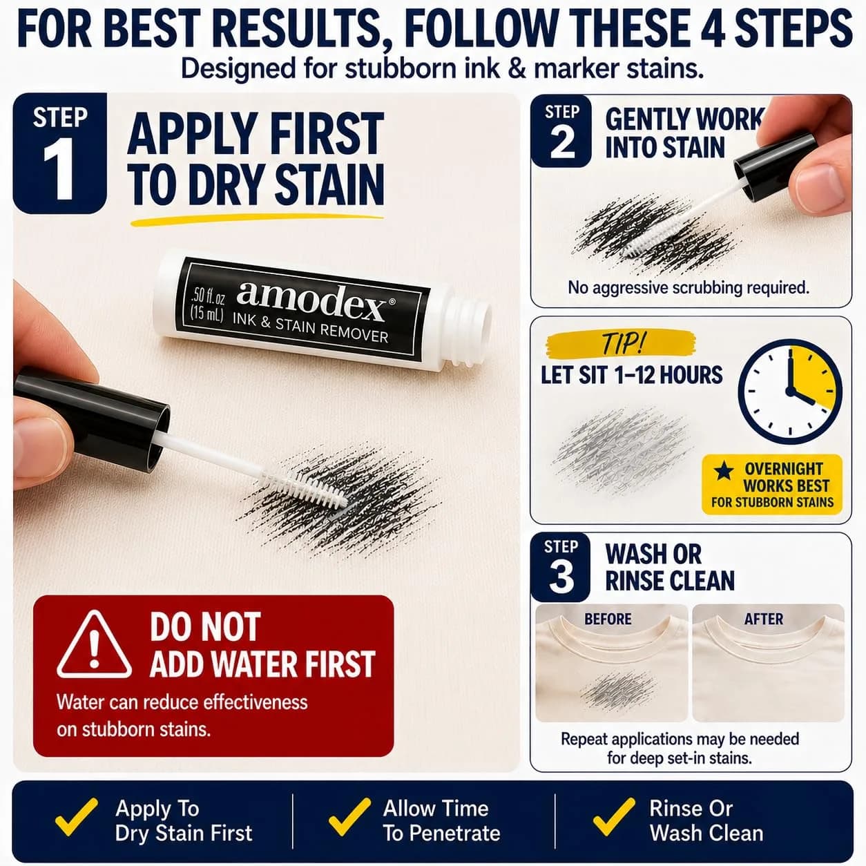 Amodex Ink & Stain Remover Traveler 0.5oz Bottle with Built-in Brush thumbnail 4