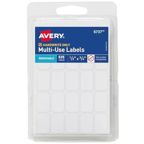 Avery Multi-Use Removable Labels 1/2" x 3/4" White 525 Labels | Easy Peel & Stick for Organization thumbnail 1