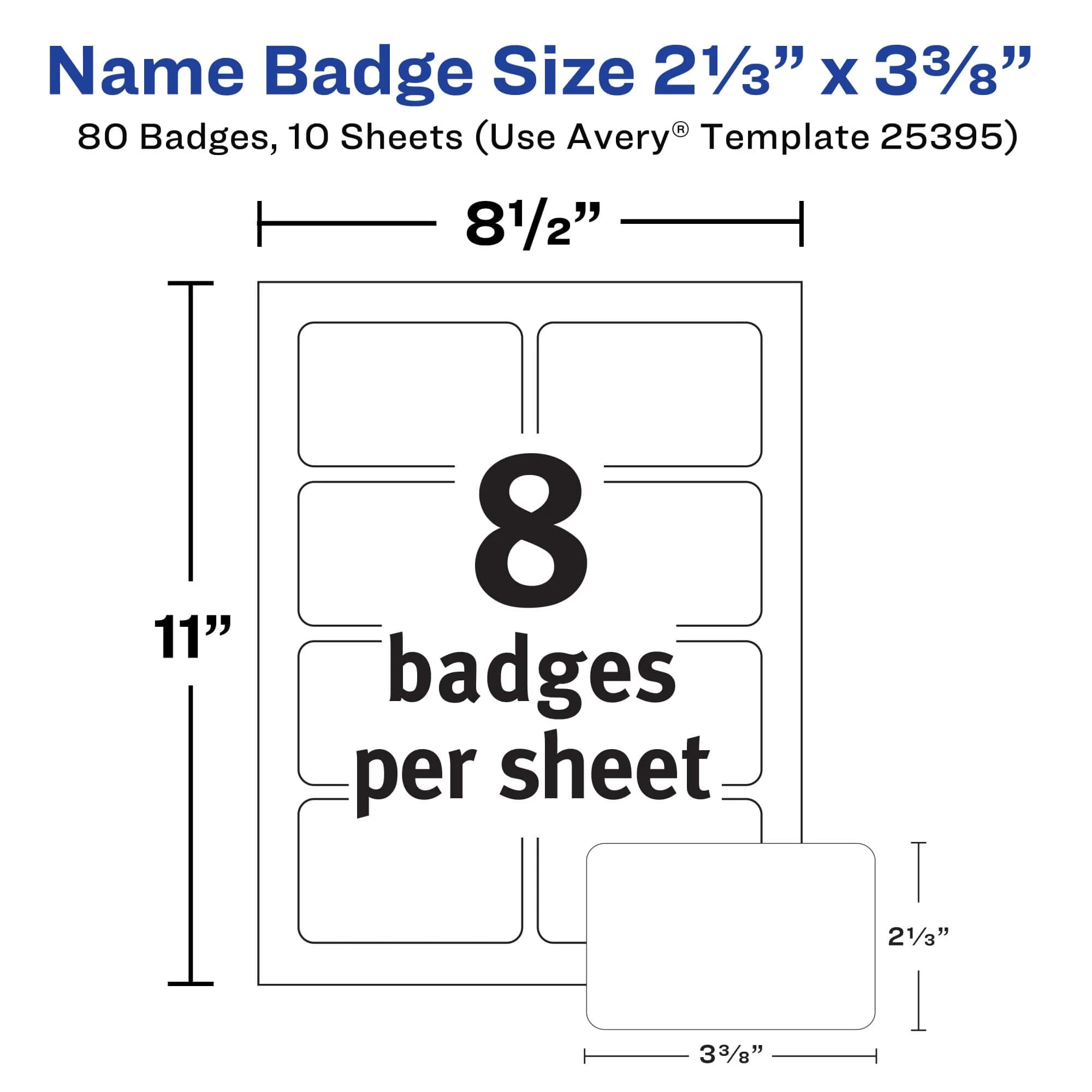 Avery Flexible Printable Name Tag Stickers 2-1/3" x 3-3/8" Matte White 80 Labels | Removable Adhesive for Events & Organization - view 4