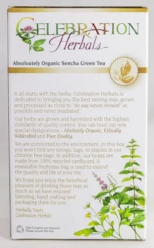 Celebration Herbals Green Tea Sencha Organic 24 Bag | Mild Vegetable Flavor, High Polyphenols, Sushi Restaurant Aroma thumbnail 6