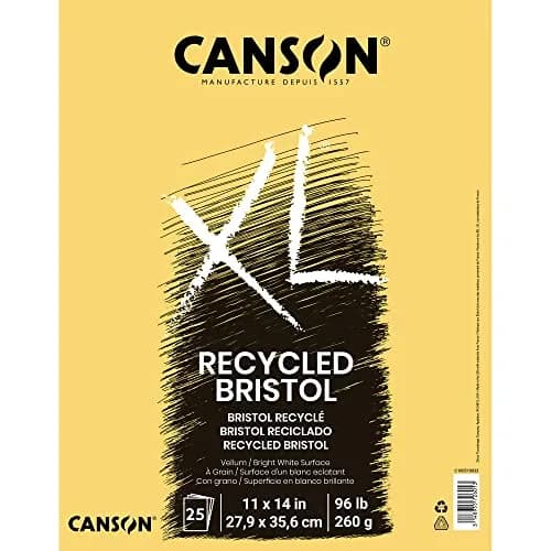 Canson XL Series Bristol Paper Pad, Recycled, Textured, 11x14 inch | 25 Sheets, 96lb/260gsm thumbnail 1