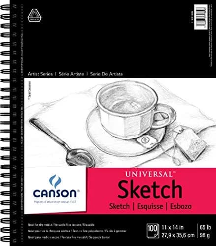 Canson Universal Sketch Pad Side Wire Bound 11 x 14 Inch 100 Sheets | Acid-Free Paper for Dry Media thumbnail 1