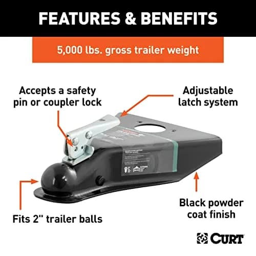 CURT 25210 A-Frame Coupler for 2-Inch Trailer Ball | 5000 lbs GVWR thumbnail 3