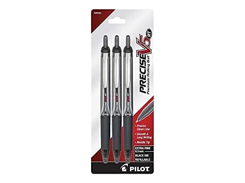 PILOT Precise V5 RT Rolling Ball Pens, Black Ink, 0.5mm, 3-Pack | Smooth Writing, Retractable, Fine Point thumbnail 1