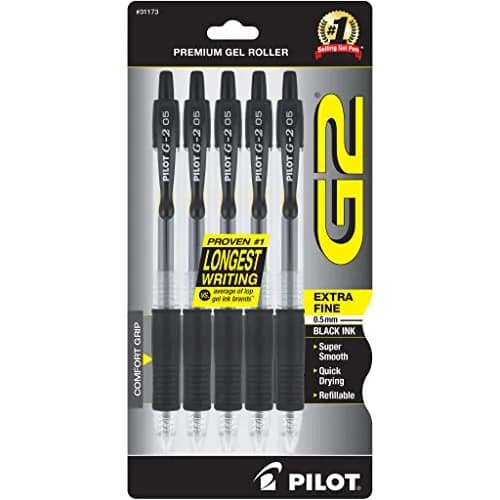 PILOT G2 Rolling Ball Gel Pens 0.5mm Assorted Colors 5-Pack | Smooth Ink Flow for Students & Office - main product image