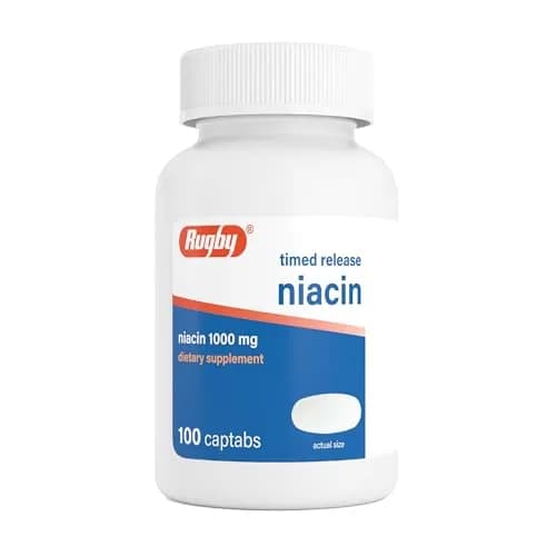 RUGBY LABORATORIES Timed-Release Niacin 1000mg | Supports Metabolism & Circulation thumbnail 1