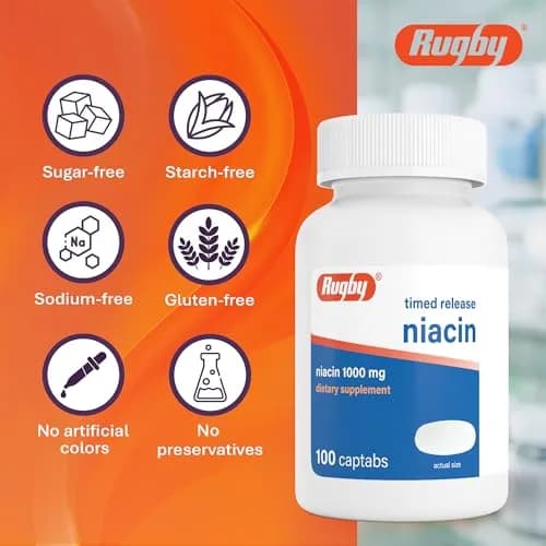 RUGBY LABORATORIES Timed-Release Niacin 1000mg | Supports Metabolism & Circulation thumbnail 7