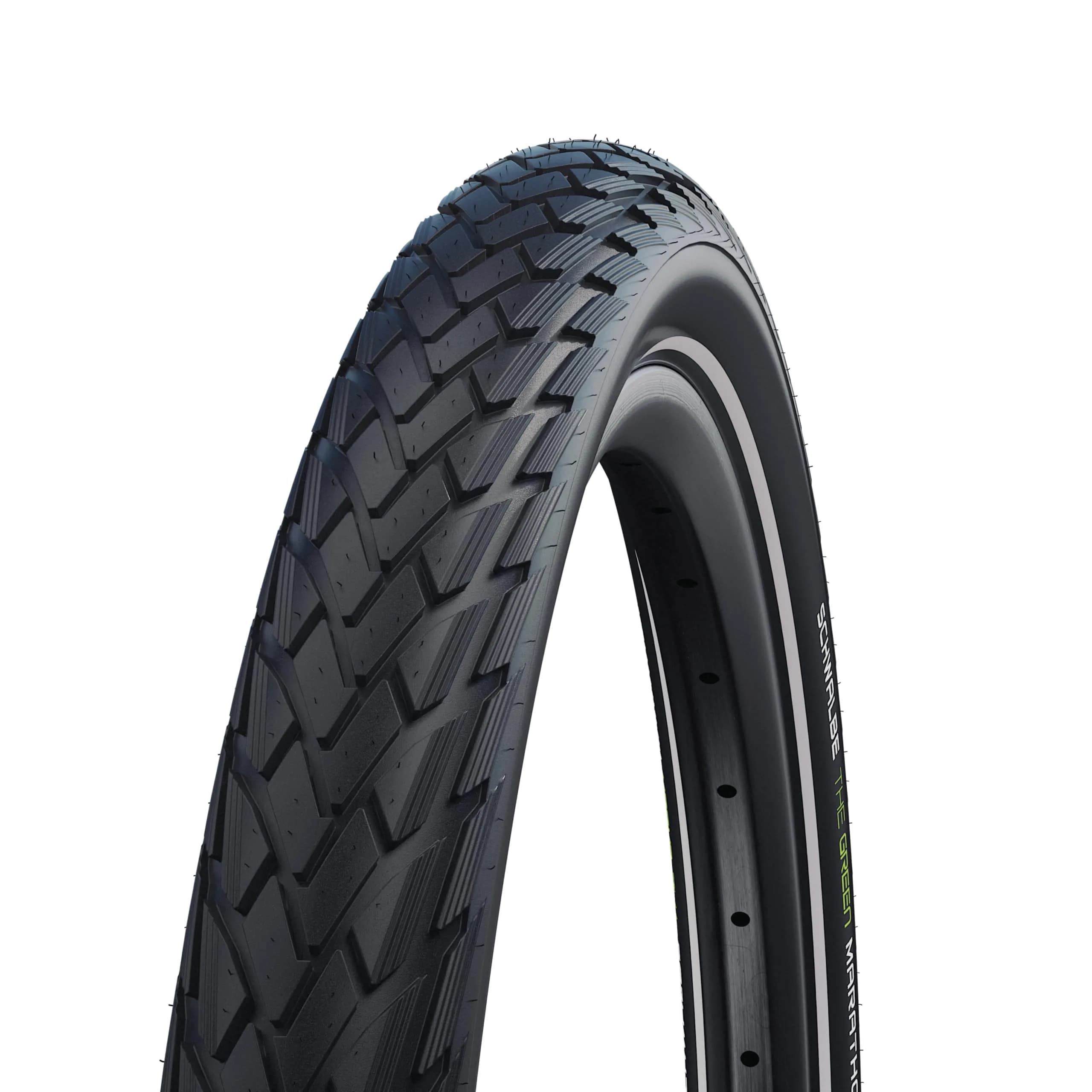 Schwalbe Marathon HS 420 GreenGuard Mountain Bicycle Tire - Wire Bead (26 x 1.50) | Durable, puncture-resistant mountain tire with reflective sidewalls — Black
