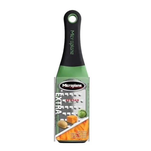 Microplane Artisan Series Extra Coarse Grater – Green | 26 cm (10.25 in) | Ideal for Semi-Soft Cheese, Potatoes, Zucchini thumbnail 1