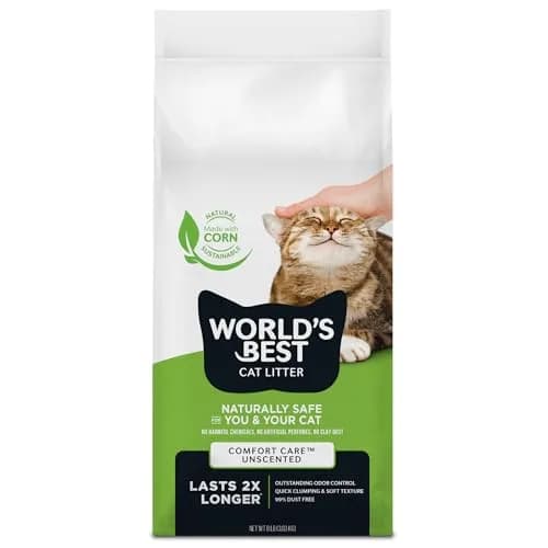 World's Best Cat Litter, Comfort Care, Unscented, Odor Control, 8 lb Bag | Natural Corn & Plant Fibers thumbnail 1