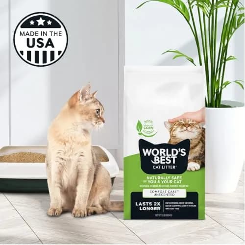World's Best Cat Litter, Comfort Care, Unscented, Odor Control, 8 lb Bag | Natural Corn & Plant Fibers thumbnail 6