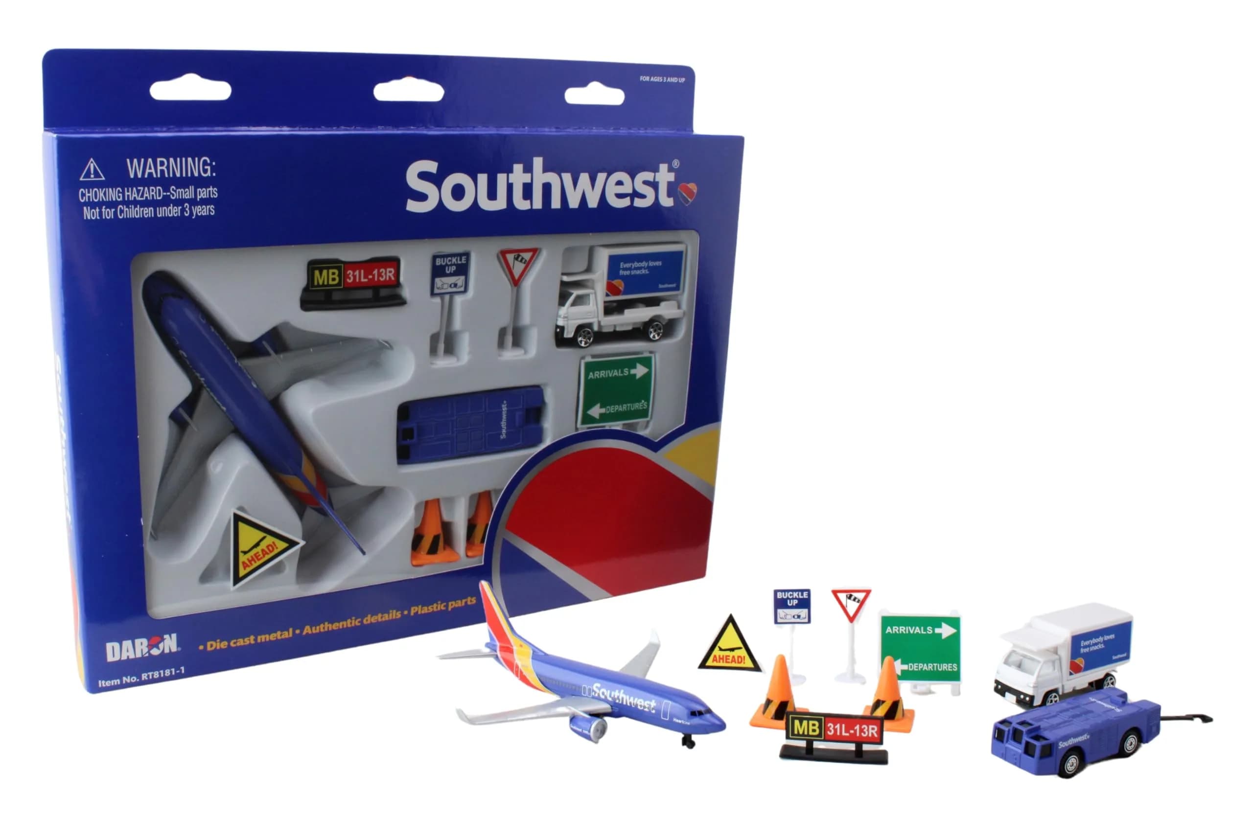 Daron jetBlue A321 Balloons Airport Playset Die-Cast Toy Ages 3+ | Authentic Airport Adventure with Die-Cast Metal — Blue