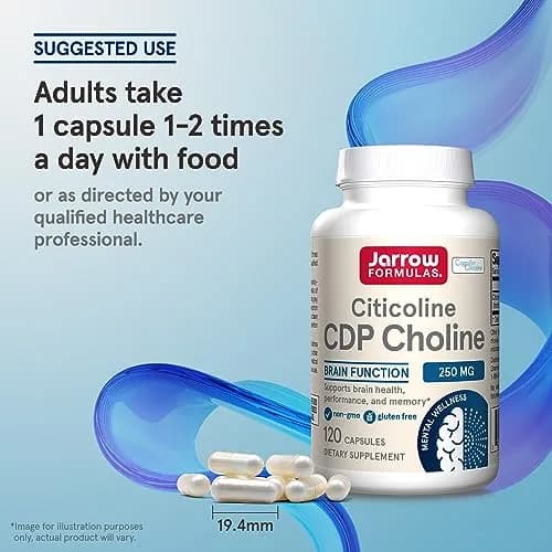 Jarrow Formulas Citicoline CDP Choline 250 mg Capsules | Brain Health Support, Memory Support, Cognitive Performance, Vegan-Friendly (120 Count) thumbnail 7