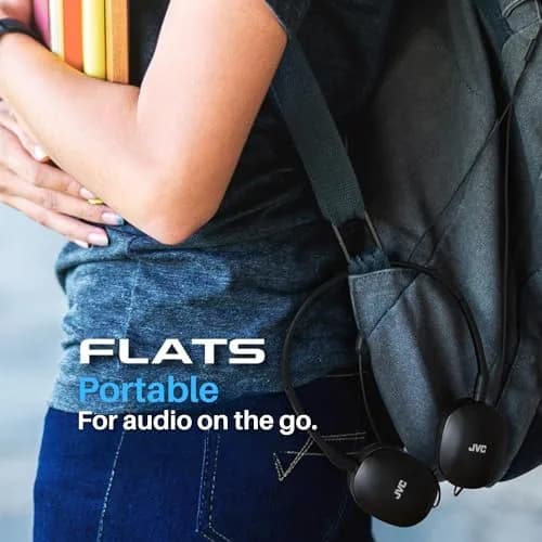 JVC FLATS Lightweight On-Ear Headphones Black | 30mm Dynamic Drivers, Foldable Design thumbnail 5