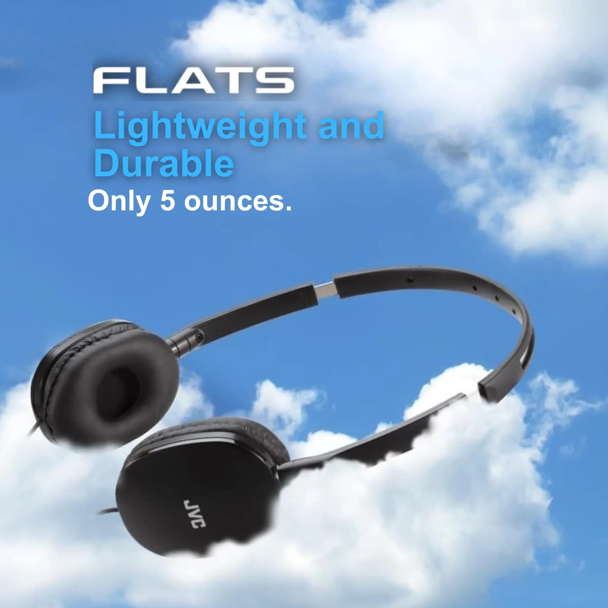 JVC FLATS Lightweight On-Ear Headphones Black | 30mm Dynamic Drivers, Foldable Design - view 6