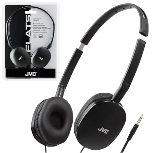 JVC FLATS Lightweight On-Ear Headphones Black | 30mm Dynamic Drivers, Foldable Design thumbnail 1