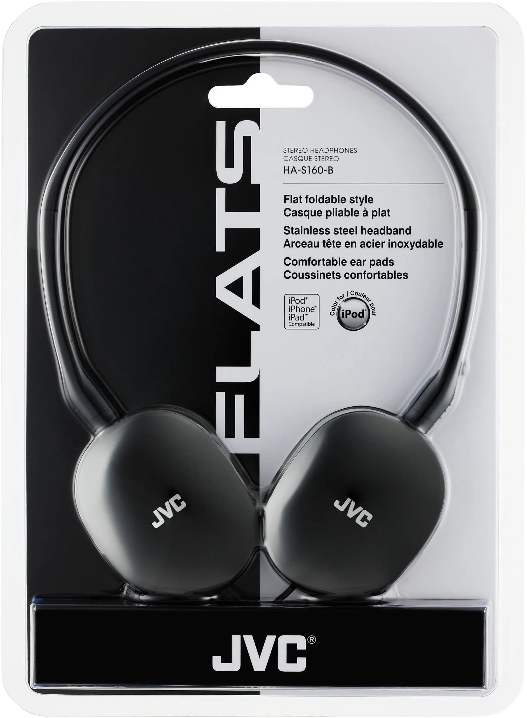 JVC FLATS Lightweight On-Ear Headphones Black | 30mm Dynamic Drivers, Foldable Design - view 8