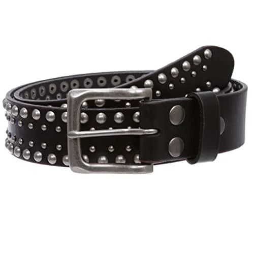 Beltiscool 1 1/2" Distressed Leather Belt Black | Vintage Silver Hardware, Unisex, 32" thumbnail 1