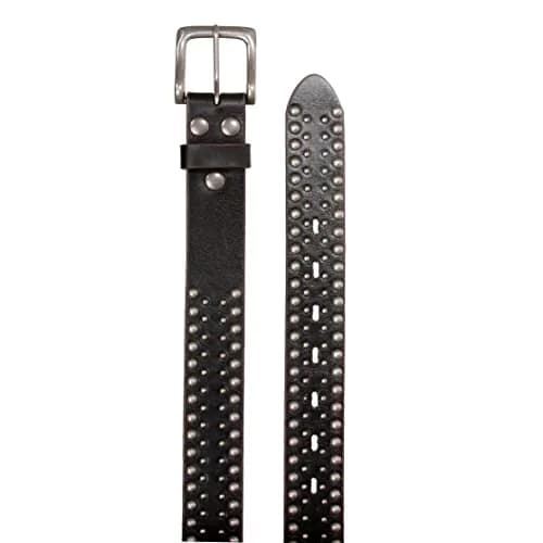 Beltiscool 1 1/2" Distressed Leather Belt Black | Vintage Silver Hardware, Unisex, 32" thumbnail 6