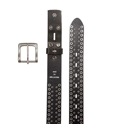 Beltiscool 1 1/2" Distressed Leather Belt Black | Vintage Silver Hardware, Unisex, 32" thumbnail 7