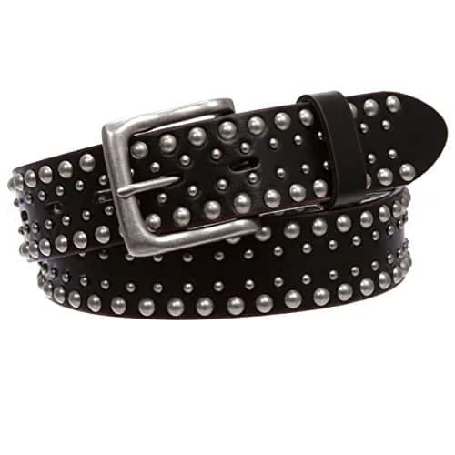Beltiscool 1 1/2" Distressed Leather Belt Black | Vintage Silver Hardware, Unisex, 32" thumbnail 2