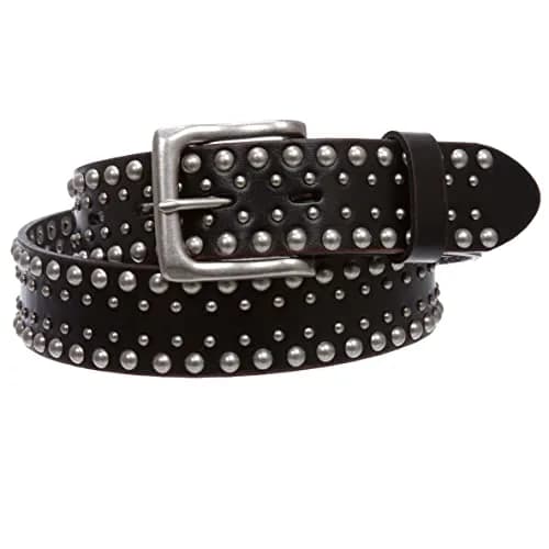 Beltiscool 1 1/2" Distressed Leather Belt Black | Vintage Silver Hardware, Unisex, 32" thumbnail 3