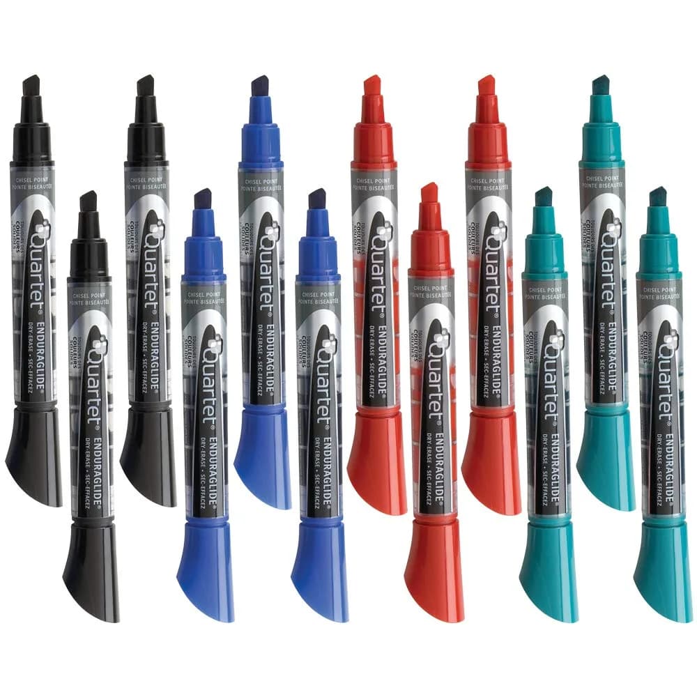 Quartet EnduraGlide Chisel Tip Dry Erase Markers, Assorted Classic Colors, 12 Count - main product image