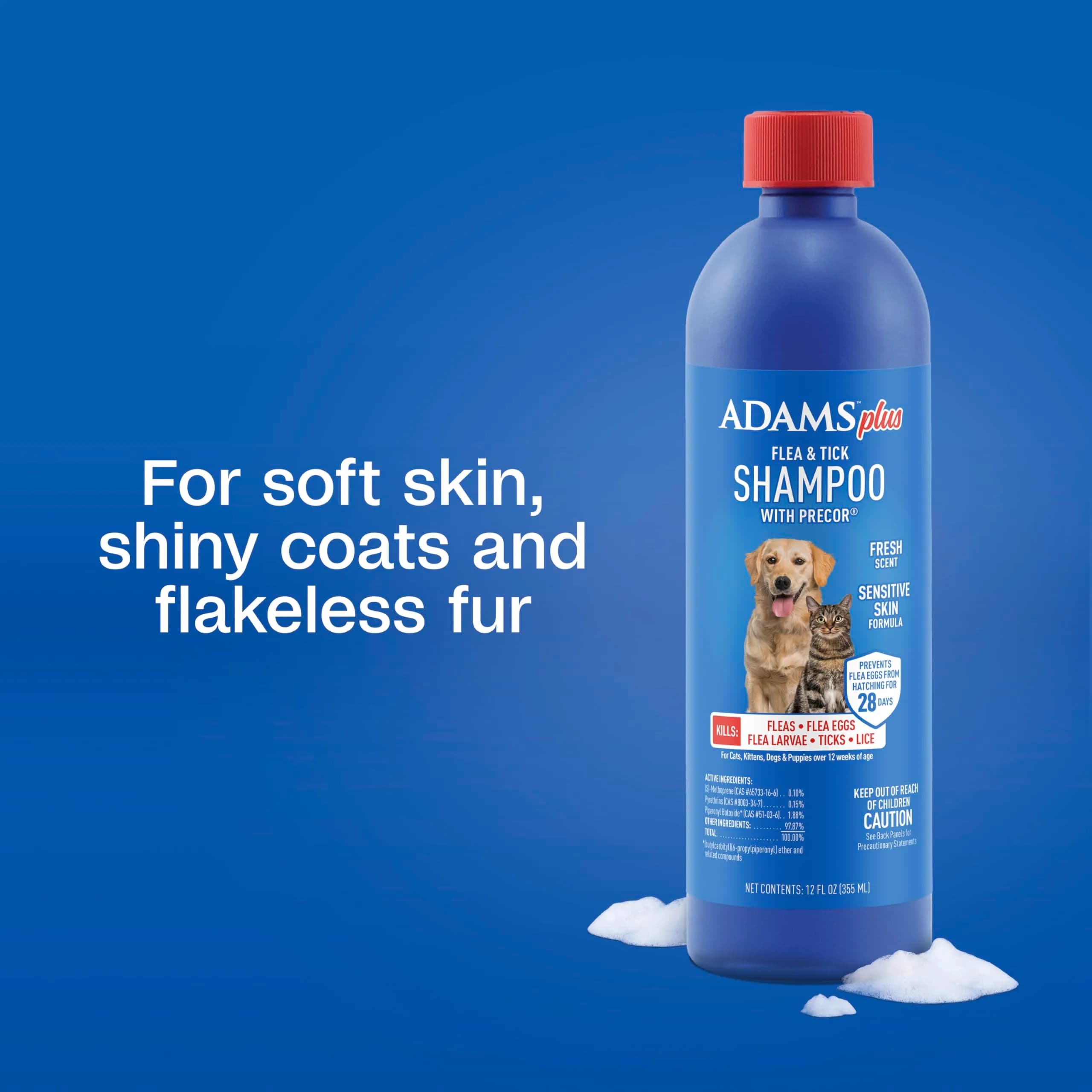 ADAMS Plus Flea & Tick Shampoo with Precor for Dogs, Cats, Puppies & Kittens, 355ml (12 Fl Oz) | Kills Fleas, Eggs, Ticks & Lice - view 5