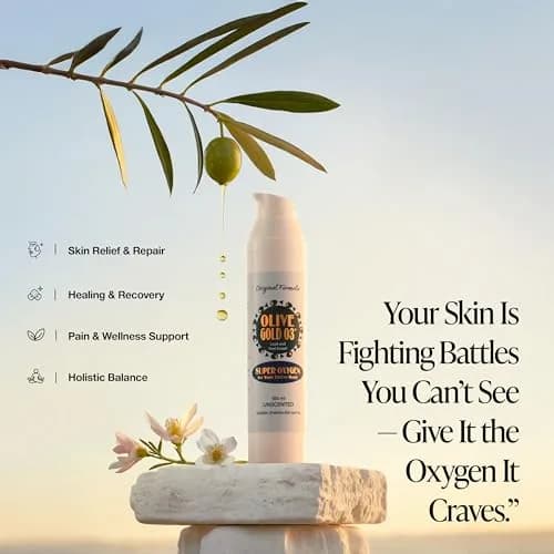 Olive Gold O3 Skin Care Lotion – Ozonated Olive Oil Moisturizer for Face & Body, Natural Hydration & Anti-Aging Support (4oz) thumbnail 2