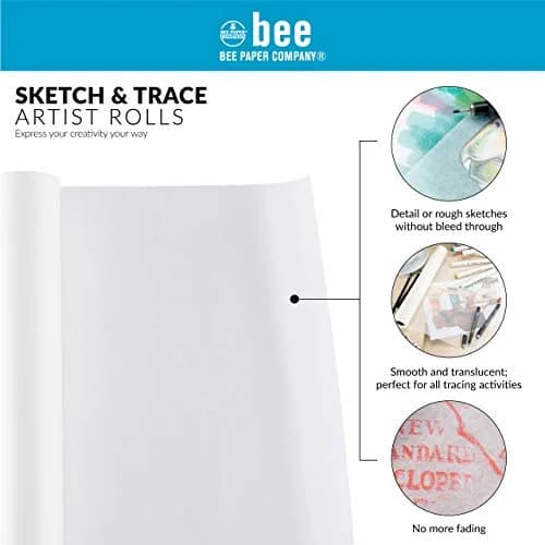 Bee Paper 18" x 20 yds Sketch and Trace Roll, White | High-Quality Art Media Paper for Artists thumbnail 2
