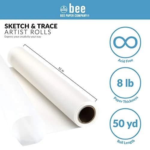 Bee Paper Company White Sketch and Trace Roll 30.48 cm x 45.72 m | Acid-Free Artist Paper thumbnail 3
