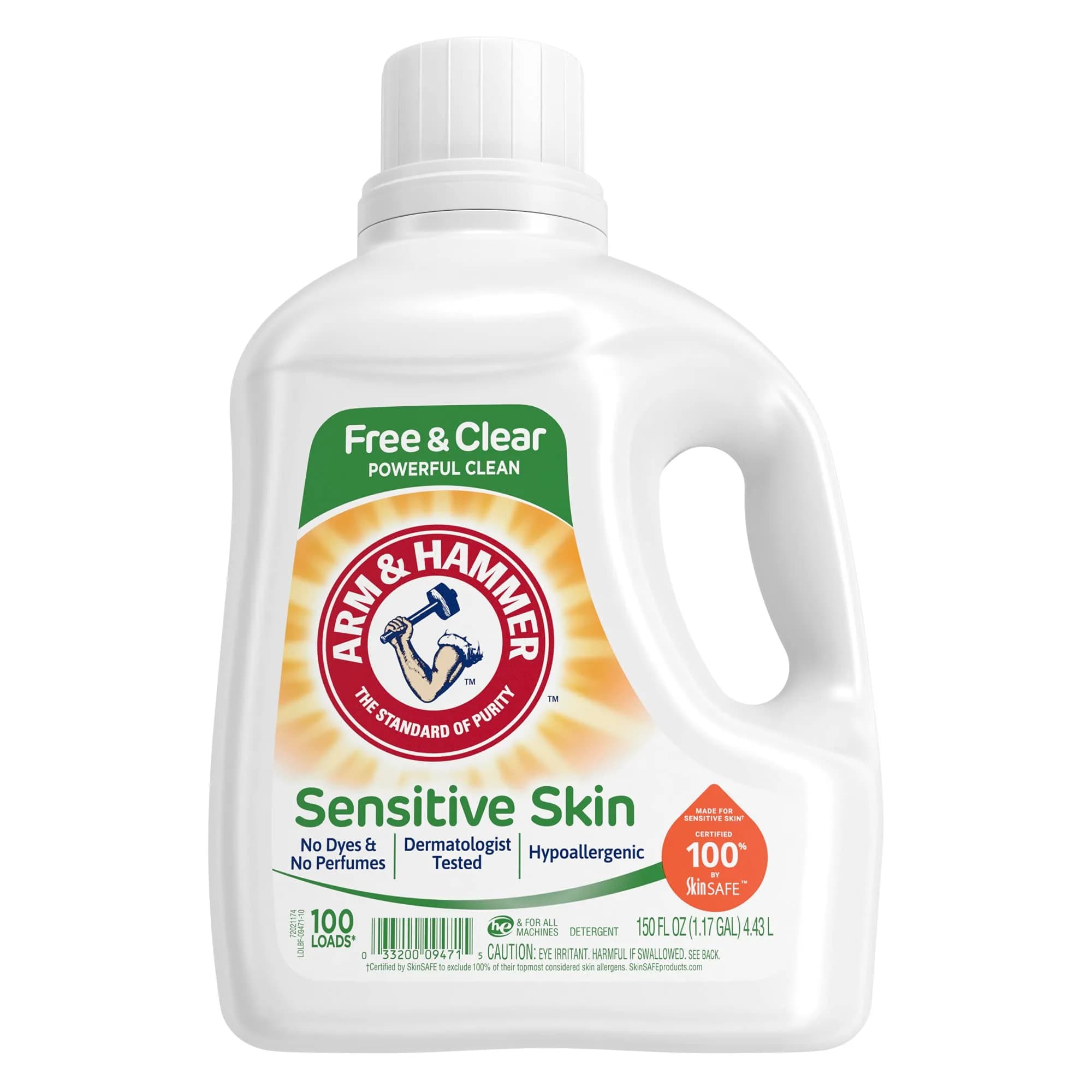 Arm & Hammer Sensitive Skin Free & Clear Liquid Laundry Detergent 150 Fl Oz (4.43 L) | Hypoallergenic & Dermatologist Tested - main product image