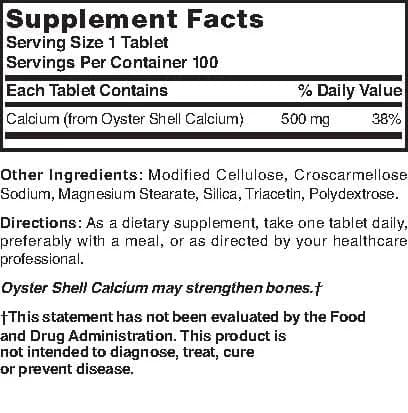 Nature's Blend Oyster Shell Calcium 500 mg 100 Tabs | Supports Strong Bones & Teeth (70-120 chars) thumbnail 3