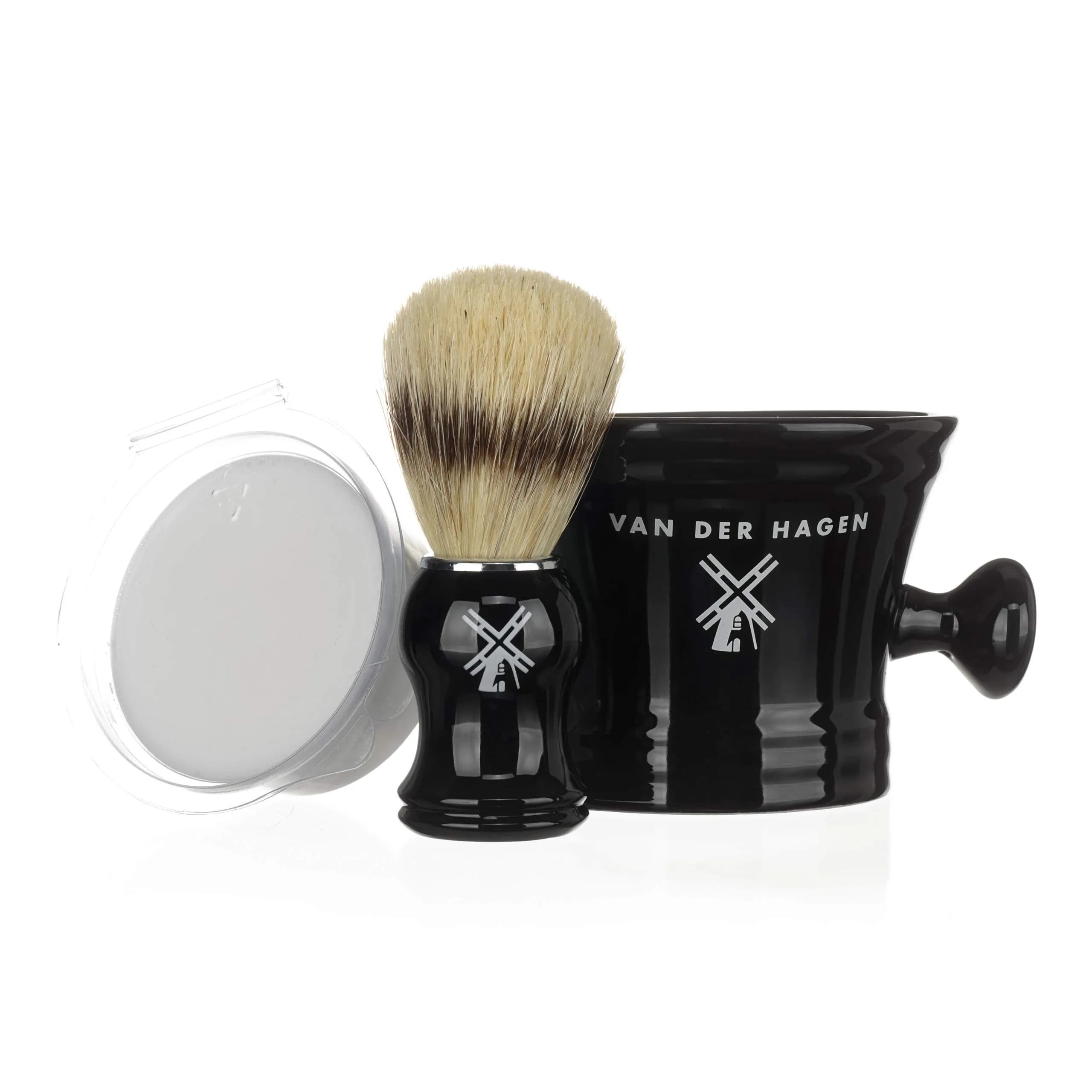 Van Der Hagen Luxury Shaving Set - Total Men's Wet Shaving Kit w/Boar Bristle Brush, Scented Luxury Soap, Stand & Mug | All-in-One Grooming