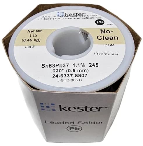 Kester 63/37 Sn/Pb Solder Wire 0.508mm (0.02") | 1 lb Spool for Electronics Soldering thumbnail 1
